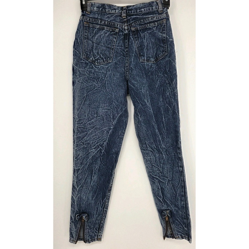Vtg Palmetto High Waist Mom Jeans 9/10 Acid Wash Bow Ankle Zipper 1980s 27x28